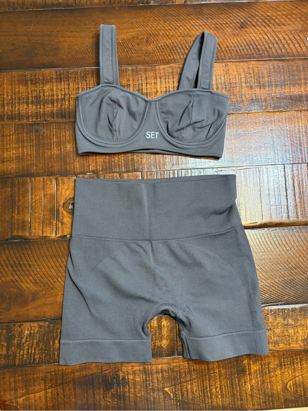 SET Active Dark Grey Seamless Top and Bike Shorts